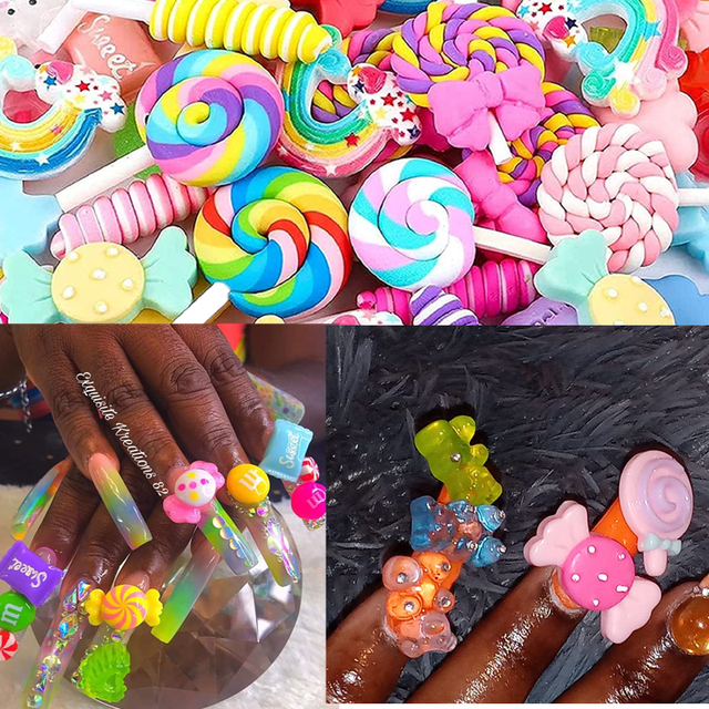 50Pcs Bulk Nail Charms Kawaii Mixed Resin Nail Charms Accessories